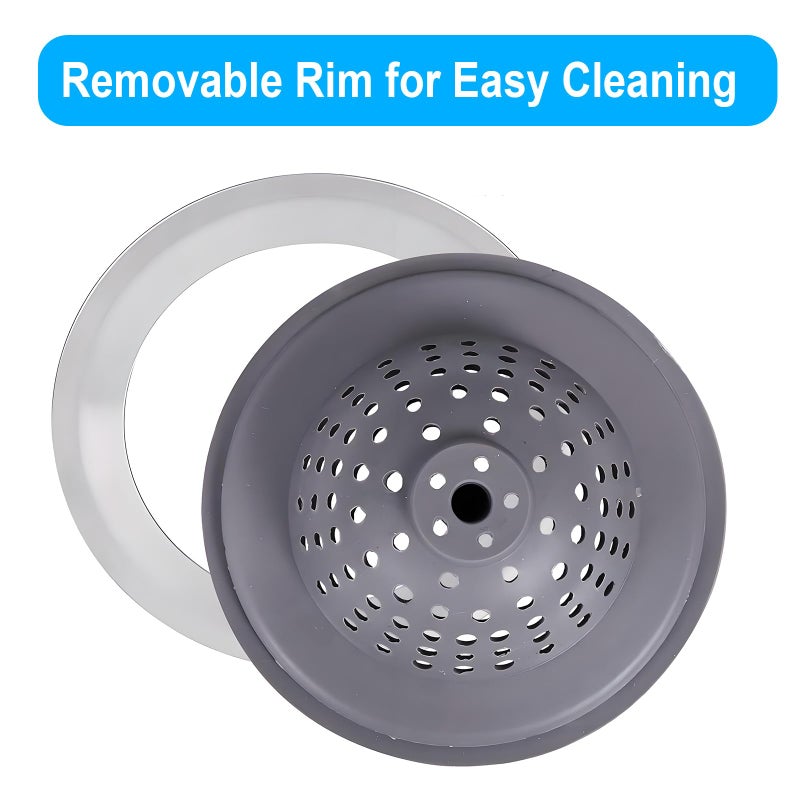 Ginbel Direct 2 Pack Kitchen Sink Drain Strainer Silicone Stainless, Drain Protector,Prevent Clogging, Large Wide Rim 4.5 inch Diameter, Tools Home Improvement (Gray) - Image 4